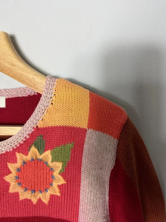 Vintage Appleseeds Ramie Cotton Cardigan Sweater Embroidered Fall Floral *o - Picture 2 of 10